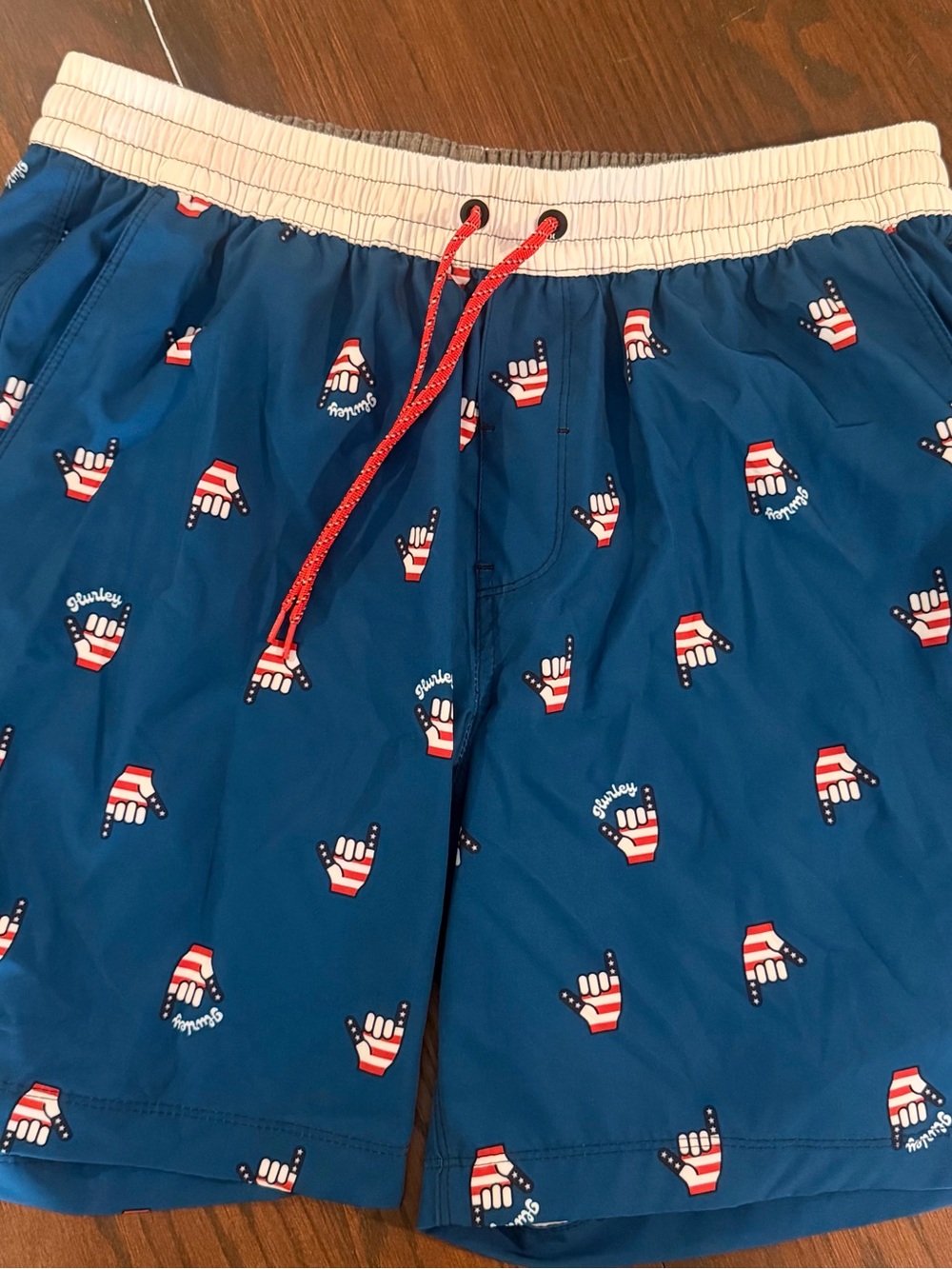 Hurley Navy Swim Trunks with Red Accent Drawcord